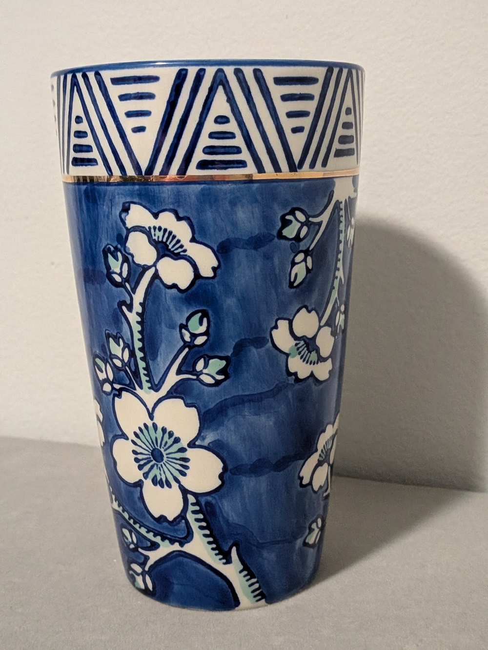 Blue Floral Ceramic Travel Mug with Lid - Ceramic - Picture 5 of 8